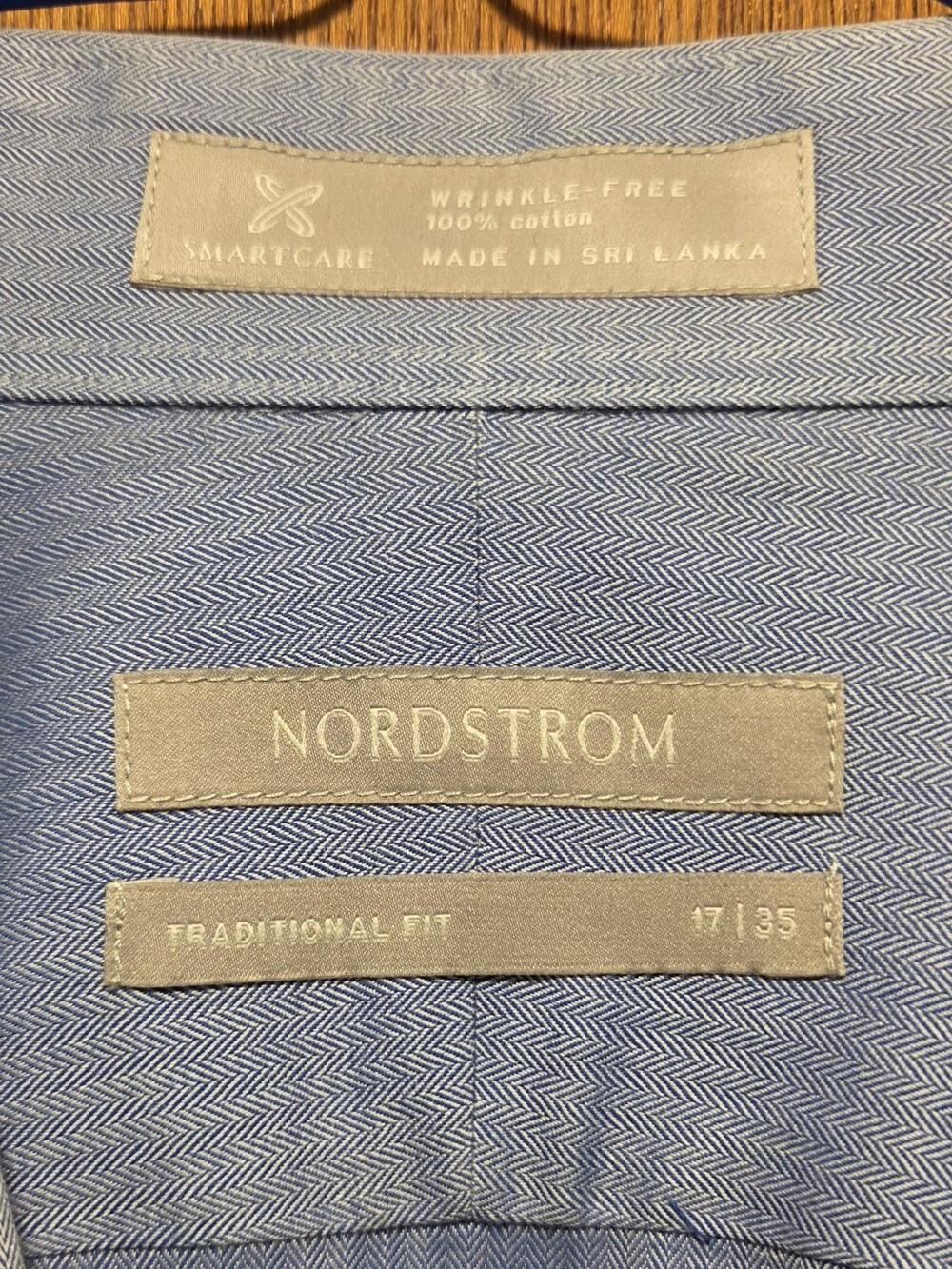 Nordstrom Light Blue Dress Wrinkle Free 100% Cotton Shirt Sz17/35 NWOT - Picture 4 of 5